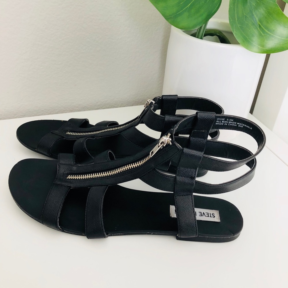 Steve Madden black gladiator sandals with zipper
